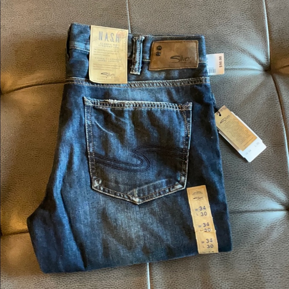 Brand New Mens Silver Blue Jeans